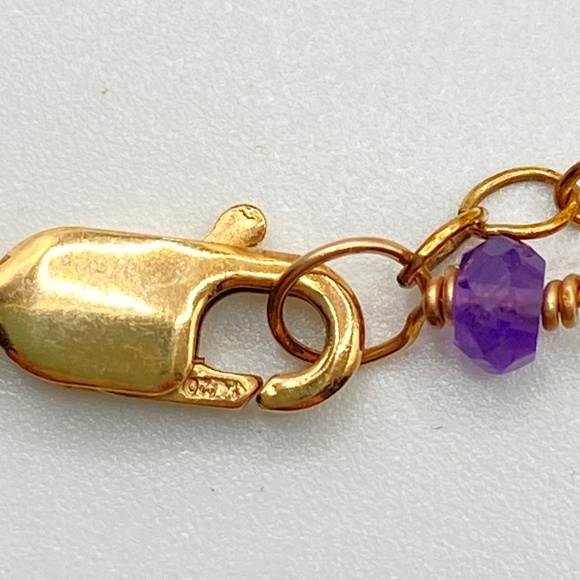 Natural Amethyst Gold Filled Chain Drop Necklace 15"-18" - Picture 9 of 13